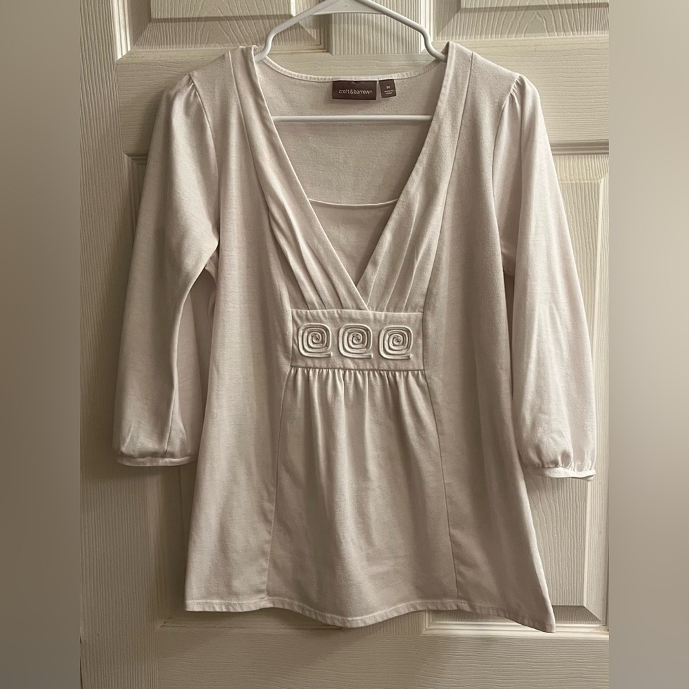 CROFT & BARROW~ BLOUSE~WHITE~DETAIL~M